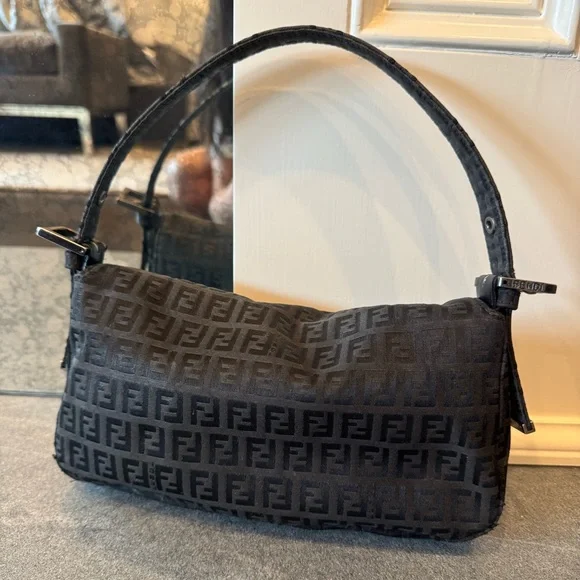 Fendi Black FF Logo Mini Baguette Shoulder Bag - Picture 10 of 10